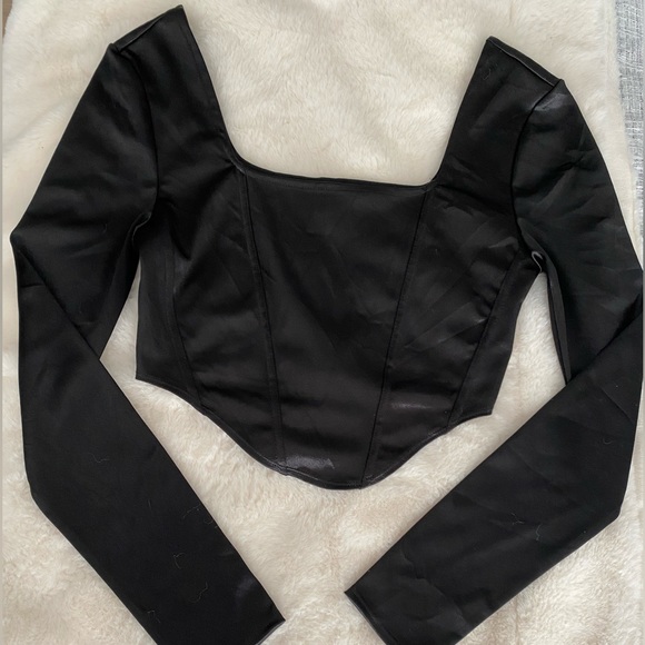 H&M Long Sleeve Corset Crop Top - Picture 1 of 2